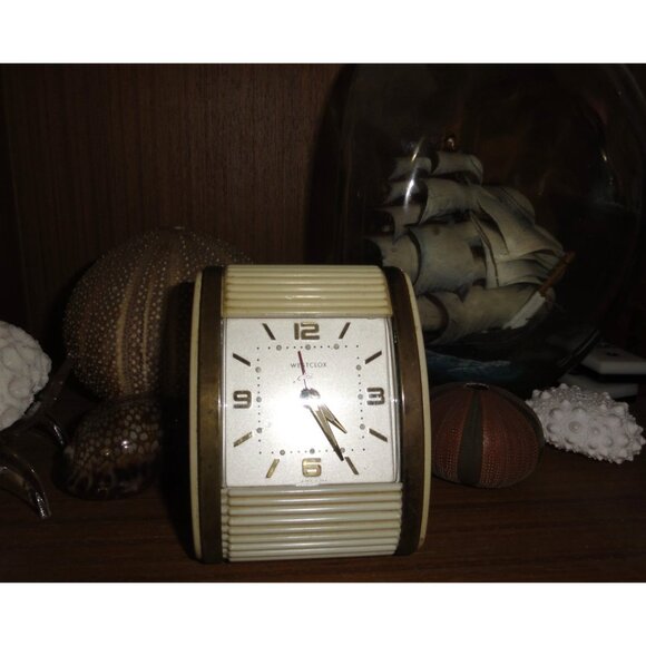 Vintage Westclox Travel Alarm Clock Cream Roller Shutter For Parts Not Working - Picture 11 of 14